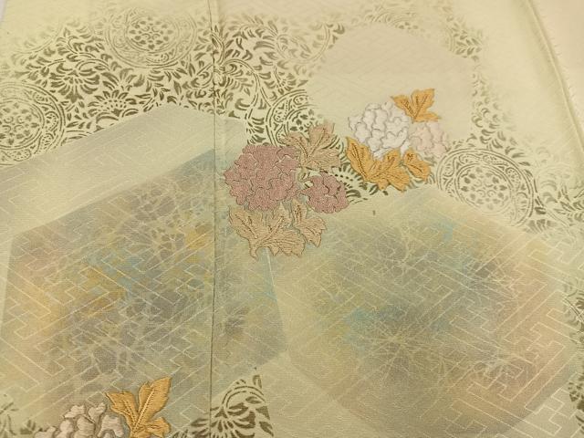 平和屋着物●訪問着　刺繍　草花文　暈し染め　正絹　逸品　AABI4841ph