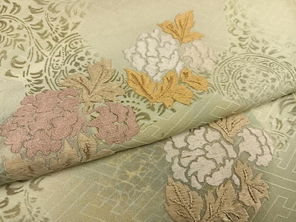 平和屋着物●訪問着　刺繍　草花文　暈し染め　正絹　逸品　AABI4841ph