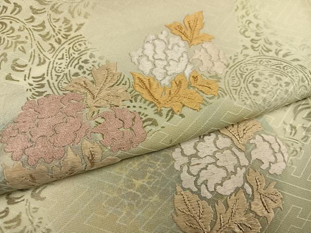 平和屋着物●訪問着　刺繍　草花文　暈し染め　正絹　逸品　AABI4841ph
