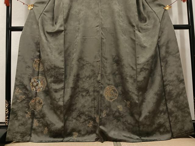 平和屋着物●訪問着　刺繍　飛鳥草花文　金彩　正絹　逸品　未使用　AABI4850ph