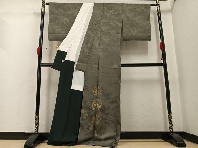 平和屋着物●訪問着　刺繍　飛鳥草花文　金彩　正絹　逸品　未使用　AABI4850ph