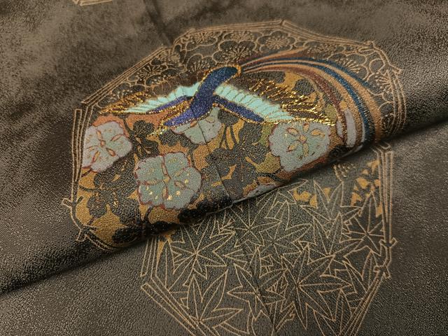 平和屋着物●訪問着　刺繍　飛鳥草花文　金彩　正絹　逸品　未使用　AABI4850ph
