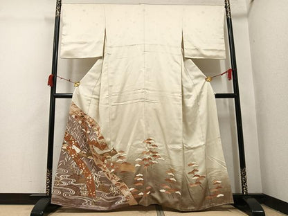 平和屋着物●豪華色留袖　友禅　駒刺繍　松竹梅籬宝尽くし　暈し染め　金彩　正絹　逸品　AABI4851ph