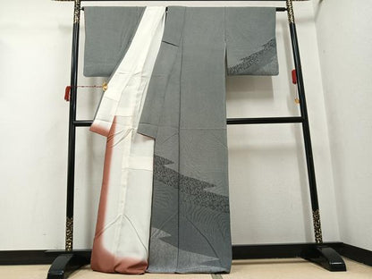 平和屋着物●江戸小紋　訪問着　作家物　染秀　寄せ小紋柄　正絹　逸品　AABI4853ph