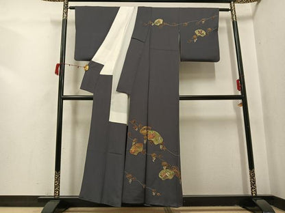 平和屋着物●訪問着　作家物　彩花　竹屋町刺繍　地紙草花文　金彩　正絹　逸品　AABI4854ph