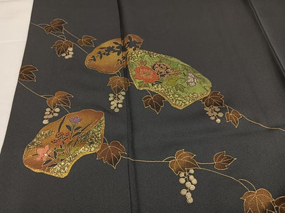 平和屋着物●訪問着　作家物　彩花　竹屋町刺繍　地紙草花文　金彩　正絹　逸品　AABI4854ph