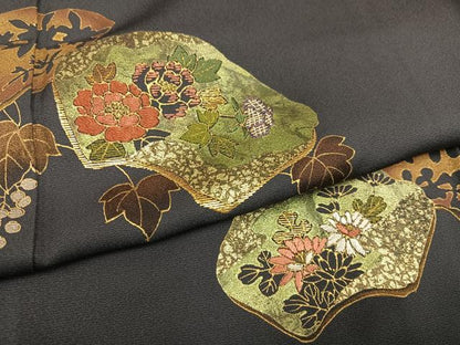 平和屋着物●訪問着　作家物　彩花　竹屋町刺繍　地紙草花文　金彩　正絹　逸品　AABI4854ph