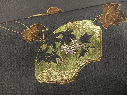 平和屋着物●訪問着　作家物　彩花　竹屋町刺繍　地紙草花文　金彩　正絹　逸品　AABI4854ph