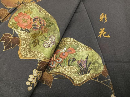 平和屋着物●訪問着　作家物　彩花　竹屋町刺繍　地紙草花文　金彩　正絹　逸品　AABI4854ph