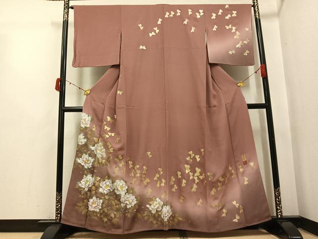 平和屋着物●訪問着　作家物　瀬戸嵐山　花蝶文　暈し染め　金彩　正絹　逸品　AABI4855ph