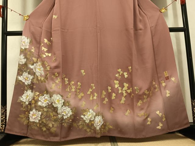 平和屋着物●訪問着　作家物　瀬戸嵐山　花蝶文　暈し染め　金彩　正絹　逸品　AABI4855ph