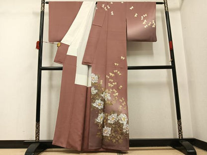 平和屋着物●訪問着　作家物　瀬戸嵐山　花蝶文　暈し染め　金彩　正絹　逸品　AABI4855ph