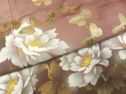 平和屋着物●訪問着　作家物　瀬戸嵐山　花蝶文　暈し染め　金彩　正絹　逸品　AABI4855ph