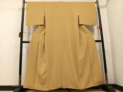 平和屋着物●上質な色無地　黄橡色　正絹　逸品　AABI4856ph