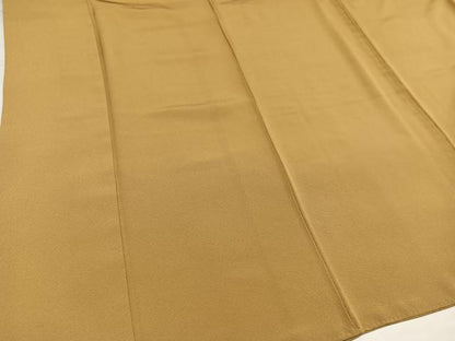 平和屋着物●上質な色無地　黄橡色　正絹　逸品　AABI4856ph