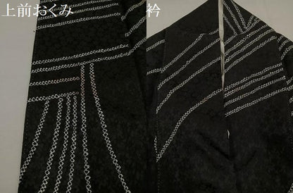 平和屋着物●上質な小紋　絞り　幾何学文様　黒地　正絹　逸品　AABI4858ph