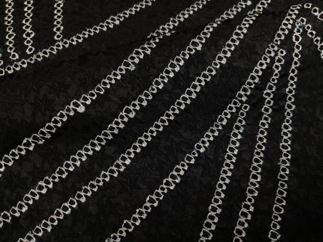 平和屋着物●上質な小紋　絞り　幾何学文様　黒地　正絹　逸品　AABI4858ph