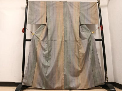 平和屋着物●染色家 岩浅公展　小紋　間道　暈し染め　正絹　逸品　AABI4860ph