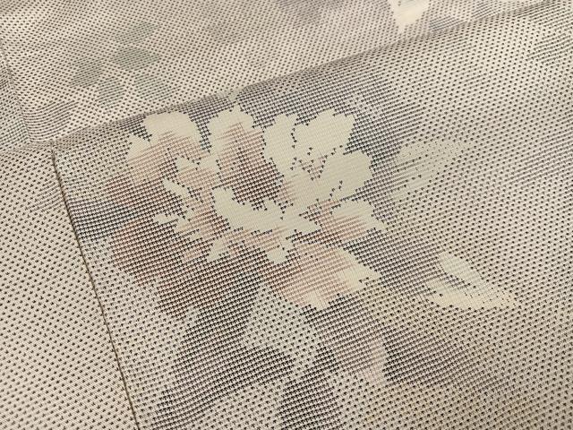 平和屋着物●本場大島紬　白大島　名匠たかし 　白大島　カタス7マルキ　草花文　証紙付き　正絹　逸品　AABI4862ph