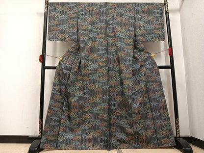 平和屋着物●本場大島紬　一元7マルキ　笹竹文　正絹　逸品　未使用　AABI4864ph
