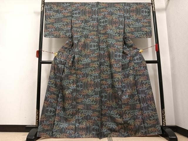 平和屋着物●本場大島紬　一元7マルキ　笹竹文　正絹　逸品　未使用　AABI4864ph