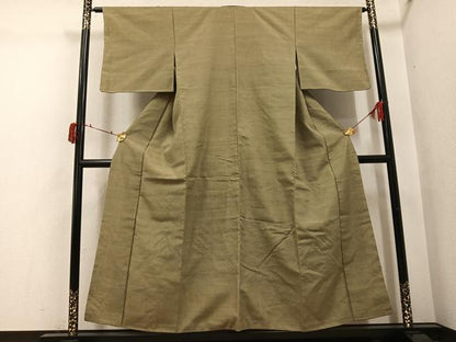 平和屋着物●結城紬　色無地　肥後煤竹色　正絹　逸品　未使用　AABI4866ph
