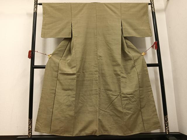 平和屋着物●結城紬　色無地　肥後煤竹色　正絹　逸品　未使用　AABI4866ph