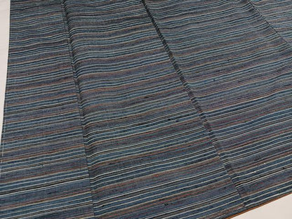 平和屋着物●上質な紬　横段文　正絹　逸品　未使用　AABI4868ph