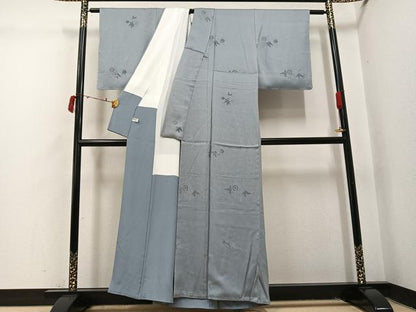 平和屋着物●上質な色無地　輪奈ビロード　更紗地紋　蕎麦切色　正絹　逸品　未使用　AABI4871ph