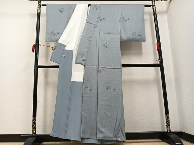 平和屋着物●上質な色無地　輪奈ビロード　更紗地紋　蕎麦切色　正絹　逸品　未使用　AABI4871ph