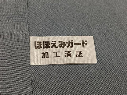 平和屋着物●上質な色無地　輪奈ビロード　更紗地紋　蕎麦切色　正絹　逸品　未使用　AABI4871ph