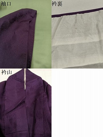 平和屋着物●上質な色無地　人物地紋　滅紫色　正絹　逸品　AABI4877ph
