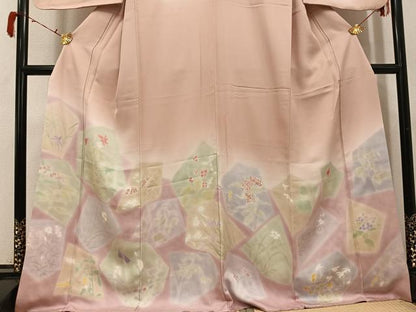 平和屋着物●訪問着　草花文　暈し染め　鈴乃屋扱い　正絹　逸品　AABI4878ph