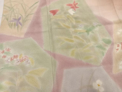 平和屋着物●訪問着　草花文　暈し染め　鈴乃屋扱い　正絹　逸品　AABI4878ph