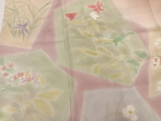 平和屋着物●訪問着　草花文　暈し染め　鈴乃屋扱い　正絹　逸品　AABI4878ph