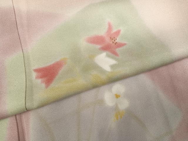 平和屋着物●訪問着　草花文　暈し染め　鈴乃屋扱い　正絹　逸品　AABI4878ph