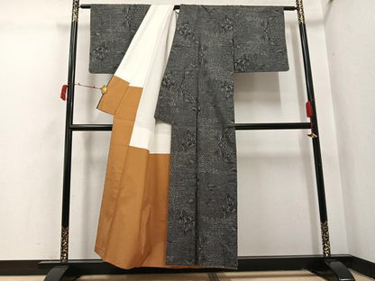 平和屋着物●本場大島紬　一元7マルキ　樹林文　正絹　逸品　AABI4880ph