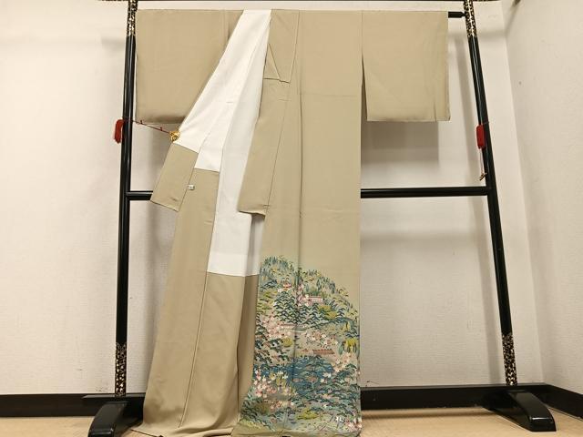 平和屋着物●豪華色留袖　友禅　作家物　松竹梅風景文　暈し染め　正絹　逸品　未使用　AABI4882ph