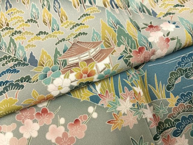 平和屋着物●豪華色留袖　友禅　作家物　松竹梅風景文　暈し染め　正絹　逸品　未使用　AABI4882ph