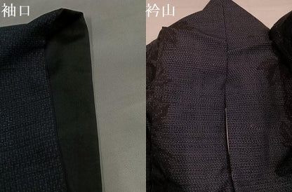 平和屋着物●結城紬　100亀甲　草木間道　ロング丈　正絹　逸品　AABI4883ph