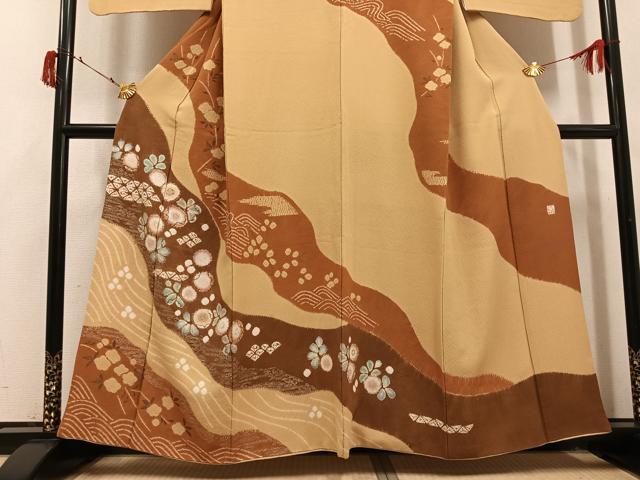 平和屋着物●十日町　名門　滝泰謹製　訪問着　辻が花　金彩　正絹　逸品　AABI4886ph