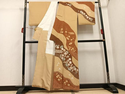 平和屋着物●十日町　名門　滝泰謹製　訪問着　辻が花　金彩　正絹　逸品　AABI4886ph