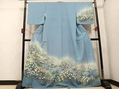 平和屋着物●訪問着　友禅　作家物　風景草花文　暈し染め　正絹　逸品　未使用　AABI4888ph