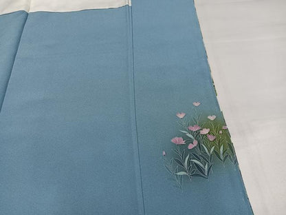 平和屋着物●訪問着　友禅　作家物　風景草花文　暈し染め　正絹　逸品　未使用　AABI4888ph
