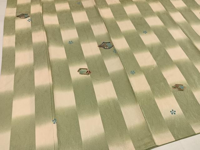 平和屋着物●上質な小紋　市松花文　暈し染め　正絹　逸品　AABI4891ph