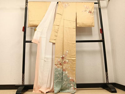 平和屋着物●訪問着　枝花文　暈し染め　そごう扱い　正絹　逸品　AABI4892ph