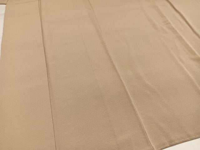 平和屋着物●本草木染作家　圓啓　色無地　丸亀屋　堅牢草木染　香色　高砂ちりめん　反端付き　正絹　逸品　未使用　AABI4893ph
