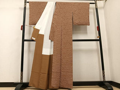 平和屋着物●ファッションデザイナー 花井幸子　小紋　芝文　やまと誂製　正絹　逸品　AABI4895ph