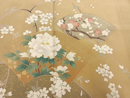 平和屋着物●訪問着　地紙花文　金彩　正絹　逸品　AABI4898ph