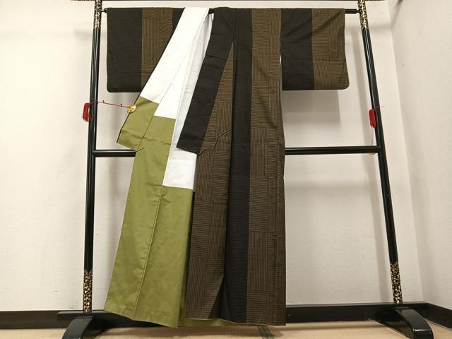平和屋着物●本場大島紬　カタス7マルキ　間道　正絹　逸品　AABI4900ph